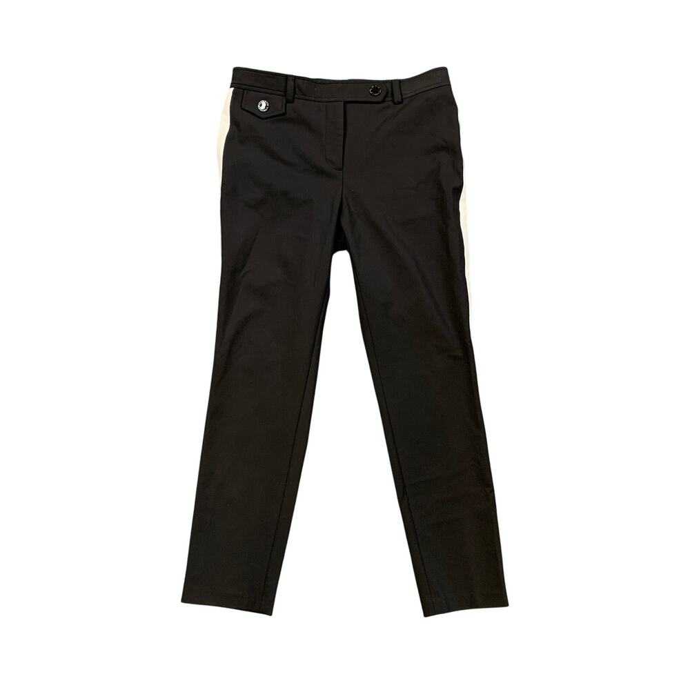 Karl Lagerfeld Pants Womens 6 Black White Side Stripe Stretch Tailored Trousers